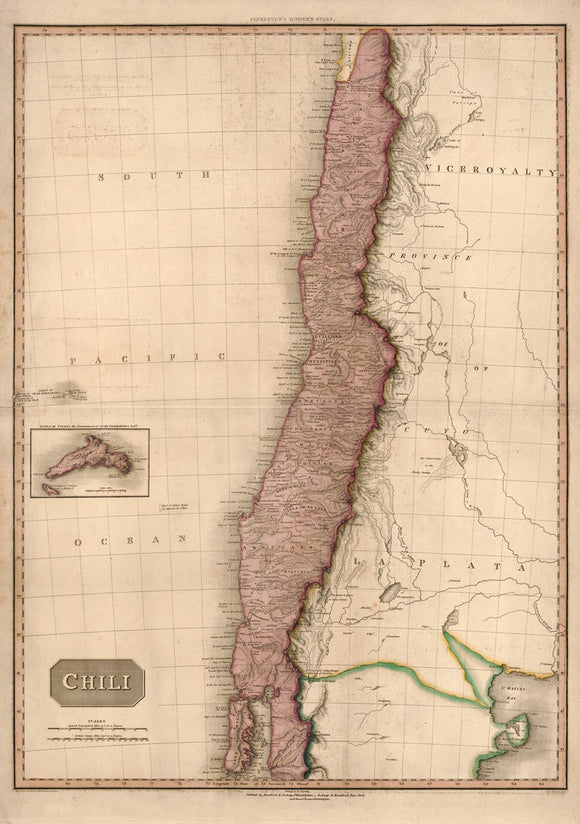 Vintage Map of Chile, 1818