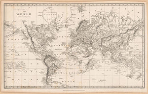 Vintage Map of the world on Mercator's Projection, 1810