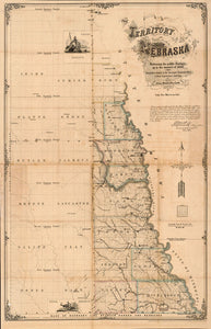 Vintage Map of Nebraska, 1857