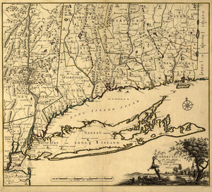 Vintage Map of Connecticut and Parts Adjacent, 1780
