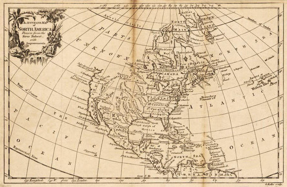 Vintage Map of An accurate map of North America, 1766