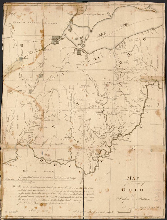 Vintage Map of the State of Ohio, 1804