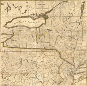 Vintage Map of the State of New York with part of the states of Pennsylvania, New Jersey &c., 1817
