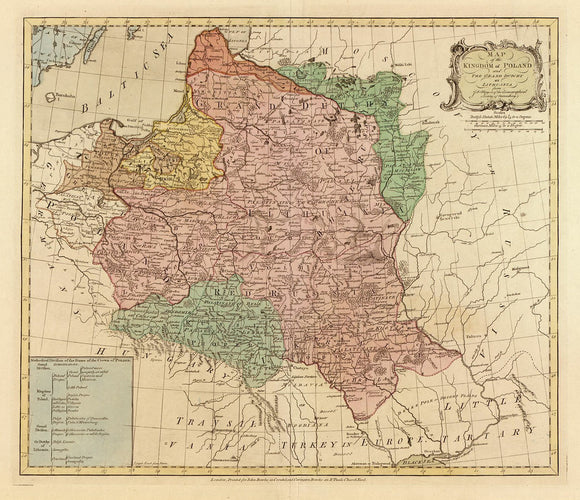Vintage Map of the Kingdom of Poland : and the Grand Dutchy of Lithuania, 1770