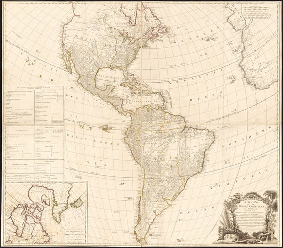 Vintage Map of America, divided into North and South and the West Indies, 1786