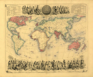Vintage Map of British Empire throughout the world exhibited in one view., 1850