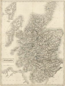Vintage Map of Scotland, 1855