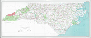 Map of State of North Carolina : base map with highways Framed Dry Erase Map