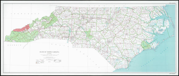 Map of State of North Carolina : base map with highways Framed Push Pin Map