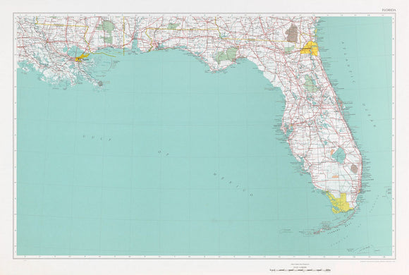 Map of National atlas: Florida Framed Push Pin Map