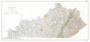 Map of State of Kentucky; base map, with highways, and contours Framed Dry Erase Map