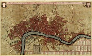 Vintage Map of London, Westiminster, Southwark, 1709