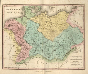 Vintage Map of Germany, Germania antiqua - Ancient Geography - An atlas of ancient geography : comprehended in sixteen maps, selected from the most approved works : to elucidate the writings of the ancient authors, both sacred and profane, 1826