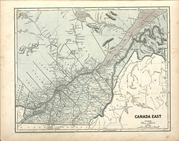 Vintage Map of Canada East - North American Atlas, 1842