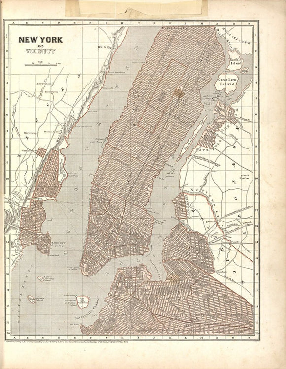 Vintage Map of New York & Vicinity - North American Atlas, 1842