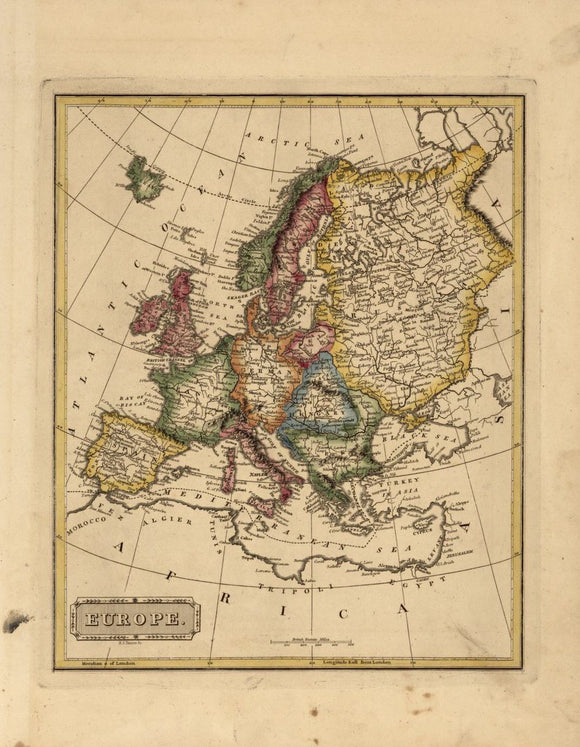 Vintage Map of Europe, 1817