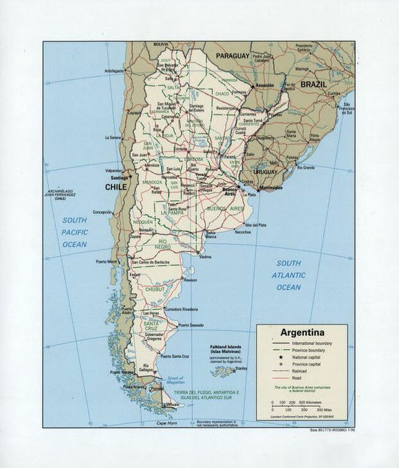 Map of Argentina Framed Push Pin Map