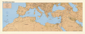 Map of The Mediterranean basin Framed Dry Erase Map