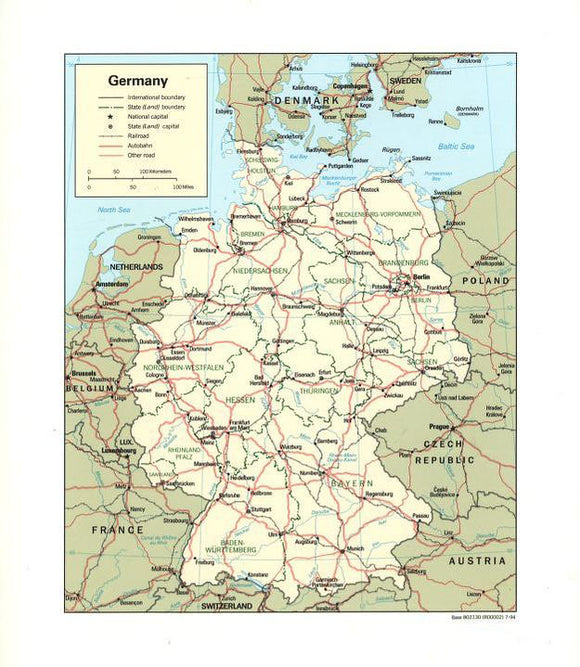 Map of Germany Framed Push Pin Map