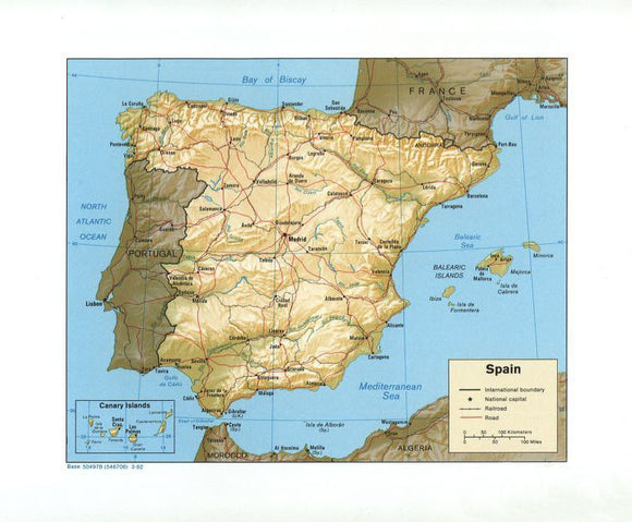 Map of Spain Framed Push Pin Map