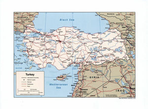 Map of Turkey Framed Dry Erase Map