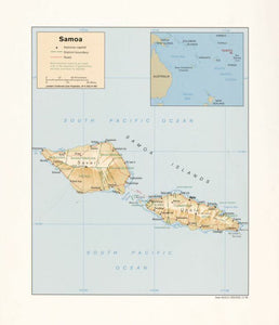 Map of Samoa Framed Dry Erase Map