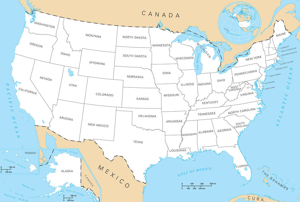 Map of States Framed Dry Erase Map – wallmapsforsale