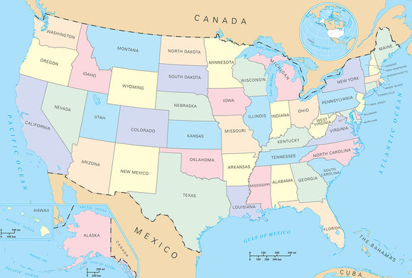 Map of States (in light colors) 