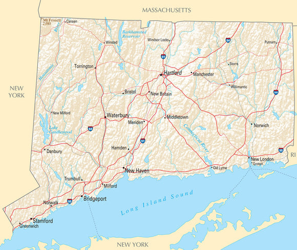 Map of Connecticut CT - Reference Map