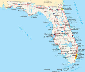 Map of Florida FL - Reference Map Framed Dry Erase Map