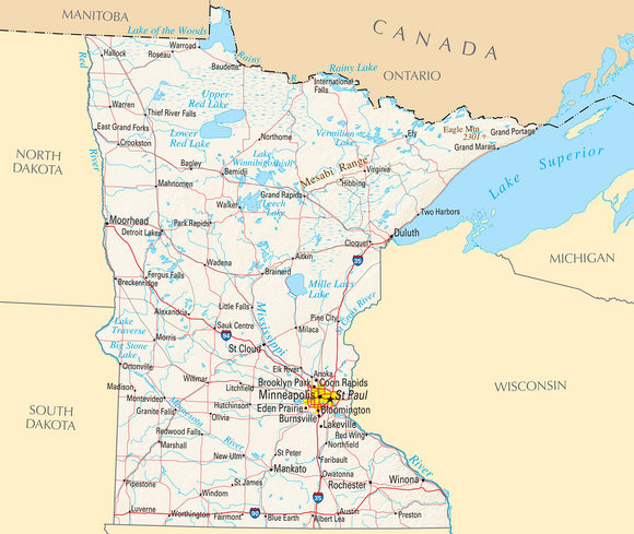 Map of Minnesota MN - Reference Map