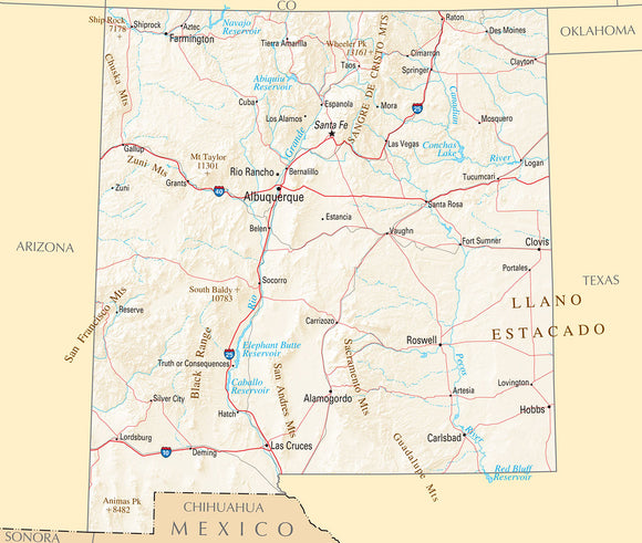 Map of New Mexico NM - Reference Map