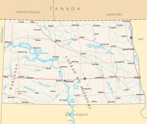 Map of North Dakota ND - Reference Map Framed Push Pin Map