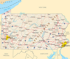 Map of Pennsylvania PA - Reference Map