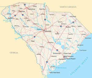Map of South Carolina SC - Reference Map Framed Push Pin Map