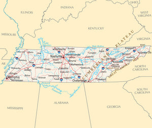 Map of Tennessee TN - Reference Map