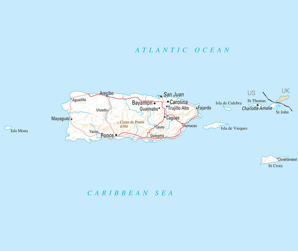 Map of Virgin Islands - Reference Map Framed Dry Erase Map