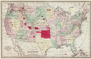 Vintage Map of United States., 1868