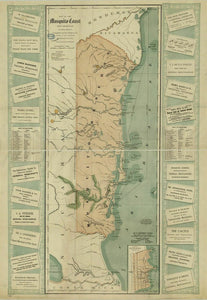 Vintage Map of the Mosquito Shore, Nicaragua, Central America, 1871
