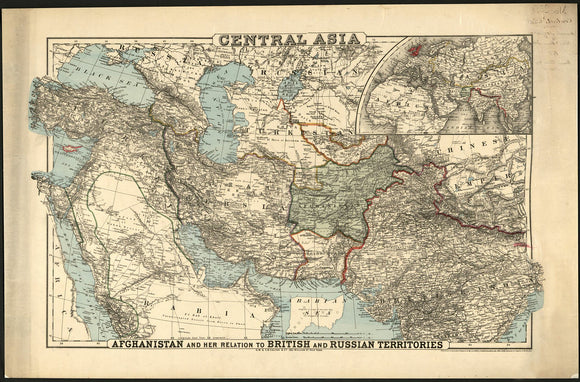 Vintage Map of Central Asia, 1885
