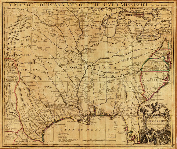 Vintage Map of Louisiana and of the River Mississippi, 1721