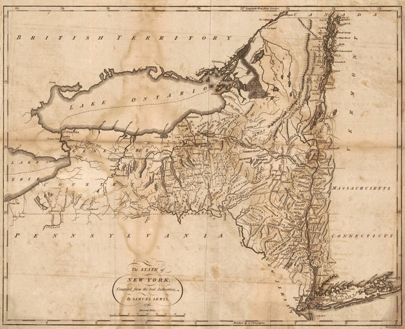 Vintage Map of the State of New York, 1795