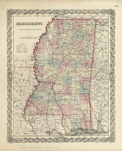 Vintage Map of Mississippi, 1855
