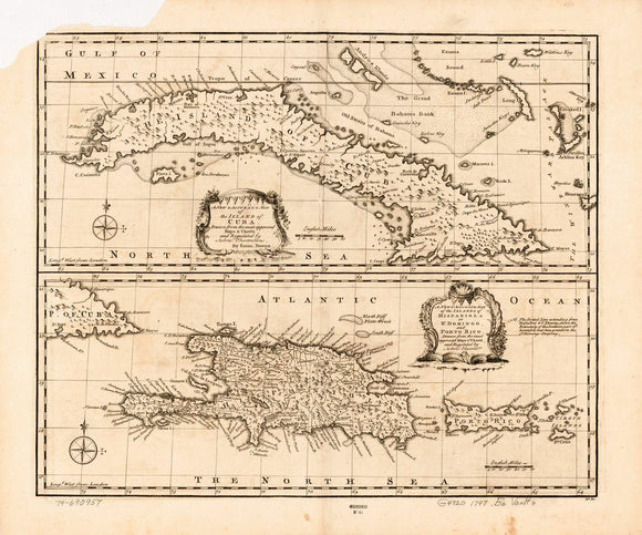 Vintage map of the Island of Cuba, 1747