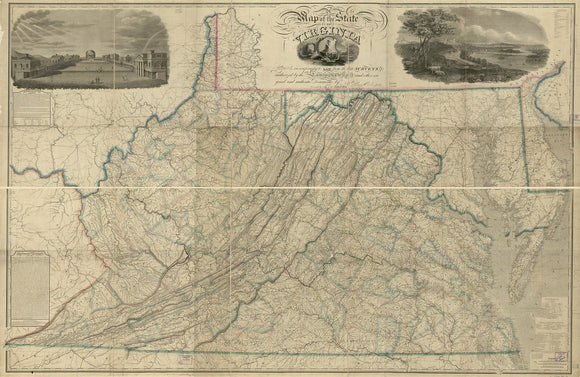 Vintage Map of the state of Virginia, 1859