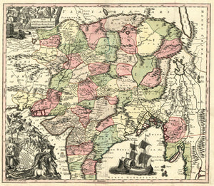 Vintage Map of India - Imperii magni Mogolis sive Indici Padschach, juxta recentissimas navigationes, 1735