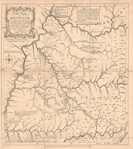 Vintage Map of Kentucky, drawn from actual observations is inscribed with the most perfect respect to the honorable the Congress of the United States of America, and to his excellcy. George Washington, late commander in chief of their army, 1884