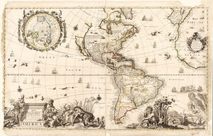 Vintage Map of the Americas, 1711