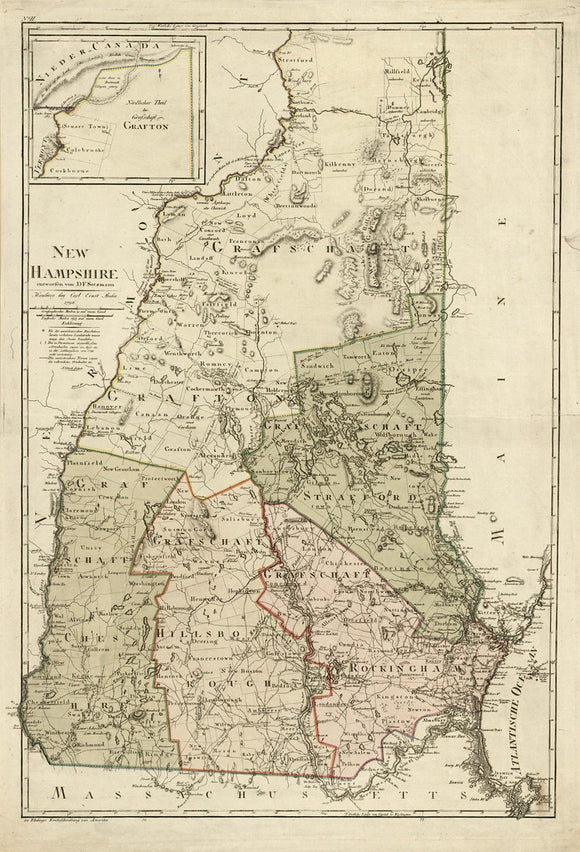 Vintage Map of New Hampshire, 1796