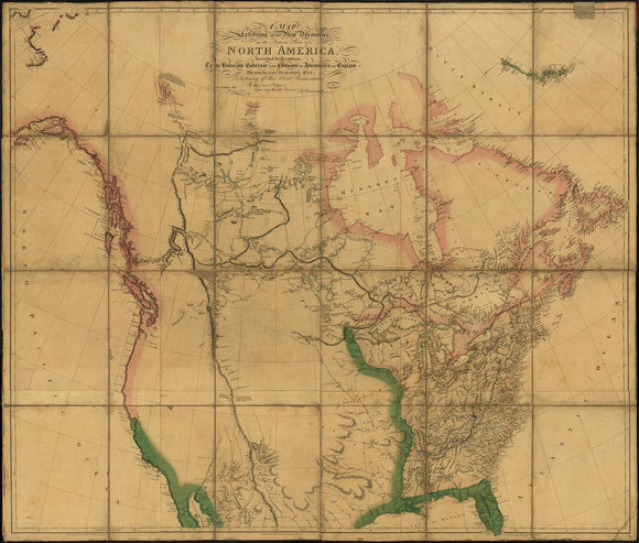Vintage map exhibiting all the new discoveries in the interior parts of North America, 1802